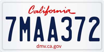 CA license plate 7MAA372