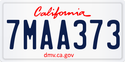 CA license plate 7MAA373