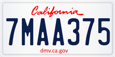 CA license plate 7MAA375