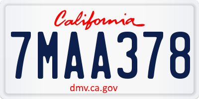 CA license plate 7MAA378