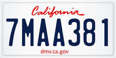 CA license plate 7MAA381