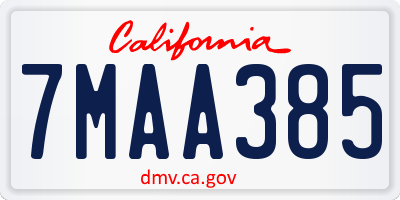 CA license plate 7MAA385