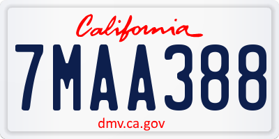 CA license plate 7MAA388