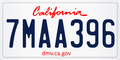CA license plate 7MAA396