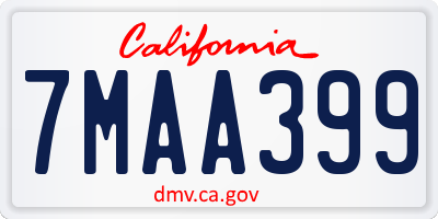 CA license plate 7MAA399