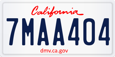 CA license plate 7MAA404