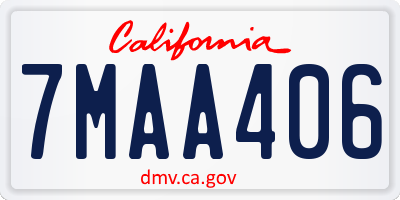 CA license plate 7MAA406