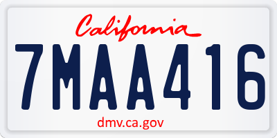 CA license plate 7MAA416