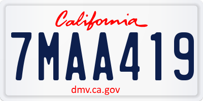 CA license plate 7MAA419