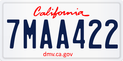 CA license plate 7MAA422