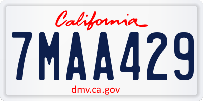 CA license plate 7MAA429