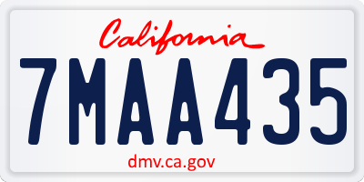 CA license plate 7MAA435