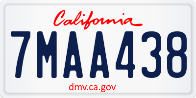 CA license plate 7MAA438