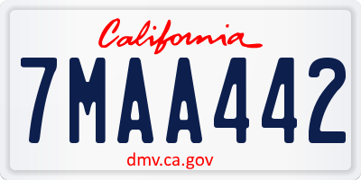 CA license plate 7MAA442