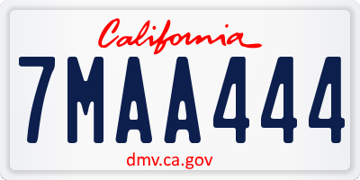 CA license plate 7MAA444
