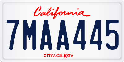 CA license plate 7MAA445