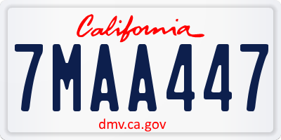 CA license plate 7MAA447