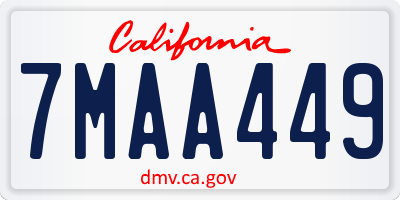 CA license plate 7MAA449