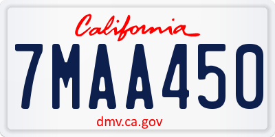 CA license plate 7MAA450