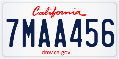CA license plate 7MAA456