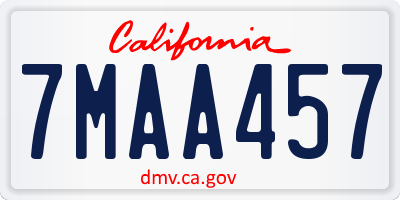 CA license plate 7MAA457