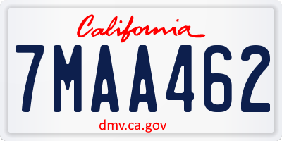 CA license plate 7MAA462