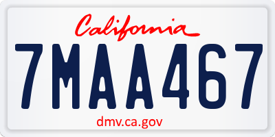 CA license plate 7MAA467