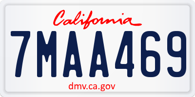 CA license plate 7MAA469