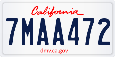 CA license plate 7MAA472