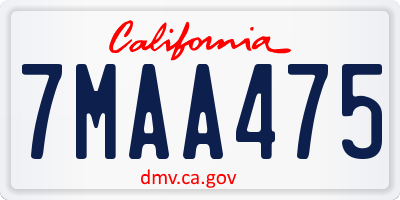 CA license plate 7MAA475