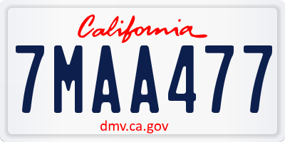 CA license plate 7MAA477