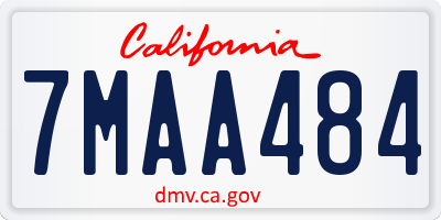 CA license plate 7MAA484
