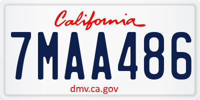 CA license plate 7MAA486