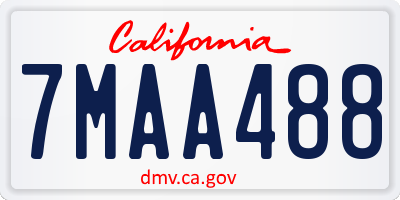 CA license plate 7MAA488
