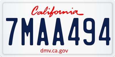 CA license plate 7MAA494