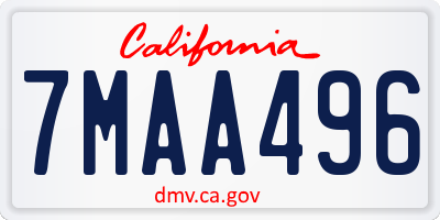 CA license plate 7MAA496