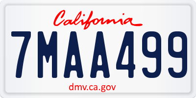 CA license plate 7MAA499