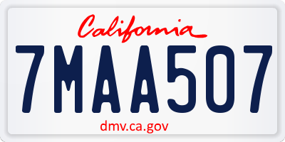 CA license plate 7MAA507