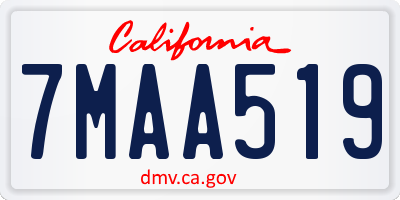 CA license plate 7MAA519
