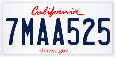 CA license plate 7MAA525