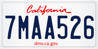 CA license plate 7MAA526
