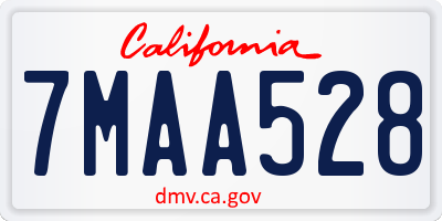 CA license plate 7MAA528