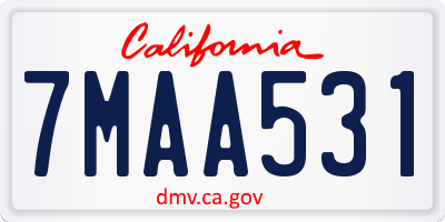 CA license plate 7MAA531
