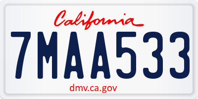 CA license plate 7MAA533