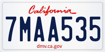 CA license plate 7MAA535