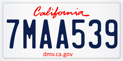CA license plate 7MAA539