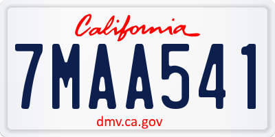 CA license plate 7MAA541
