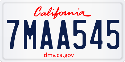 CA license plate 7MAA545