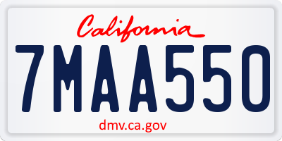 CA license plate 7MAA550