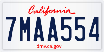 CA license plate 7MAA554